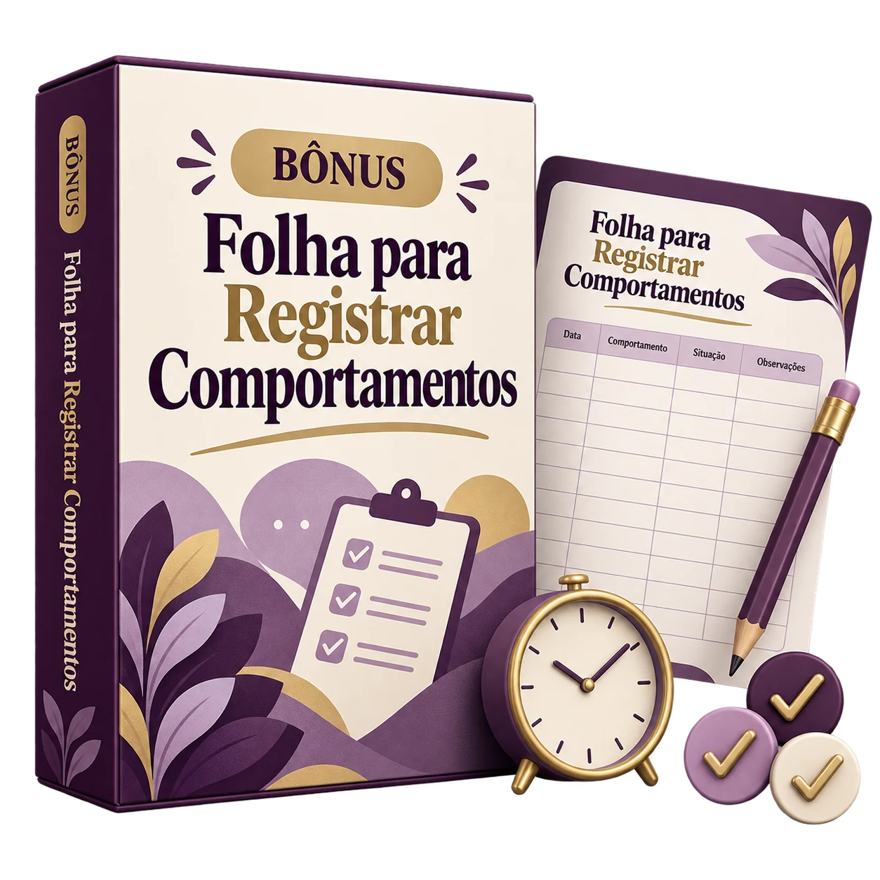 Mockup do bônus Folha para Registrar Comportamentos