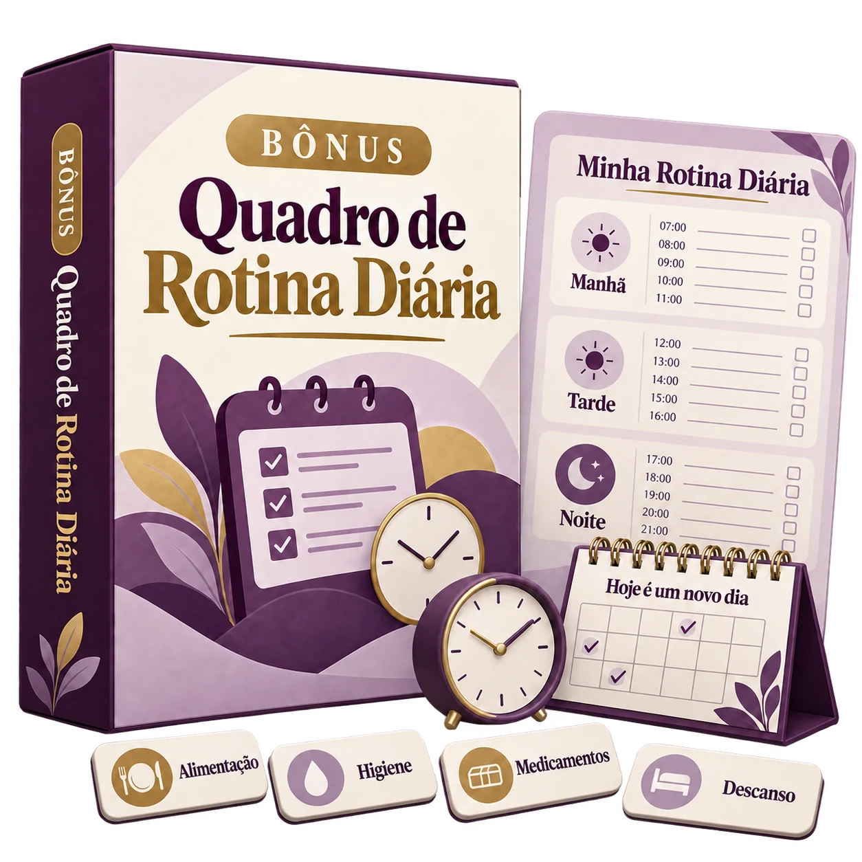 Mockup do bônus Quadro de Rotina Diária