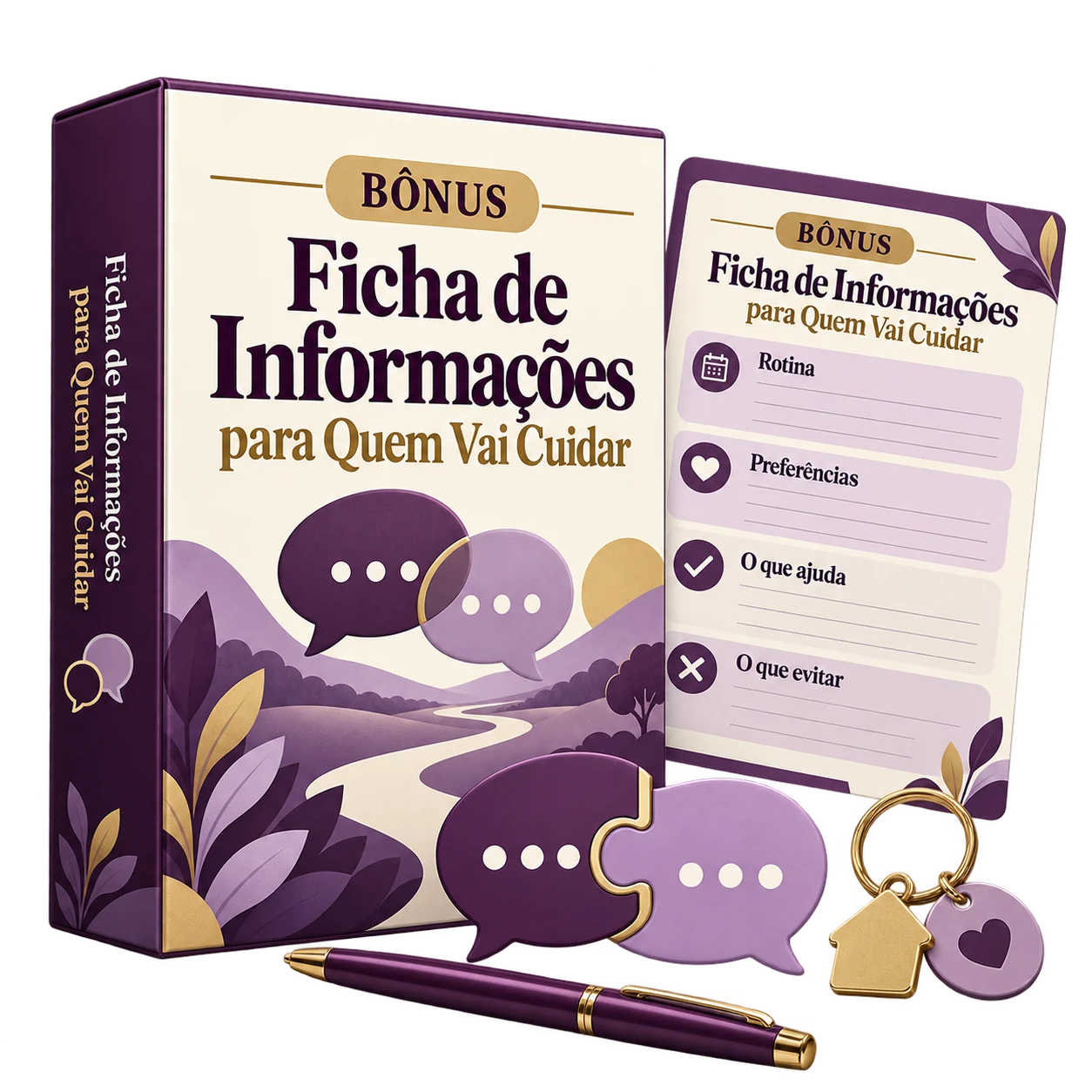 Mockup do bônus Ficha de Informações para Quem Vai Cuidar